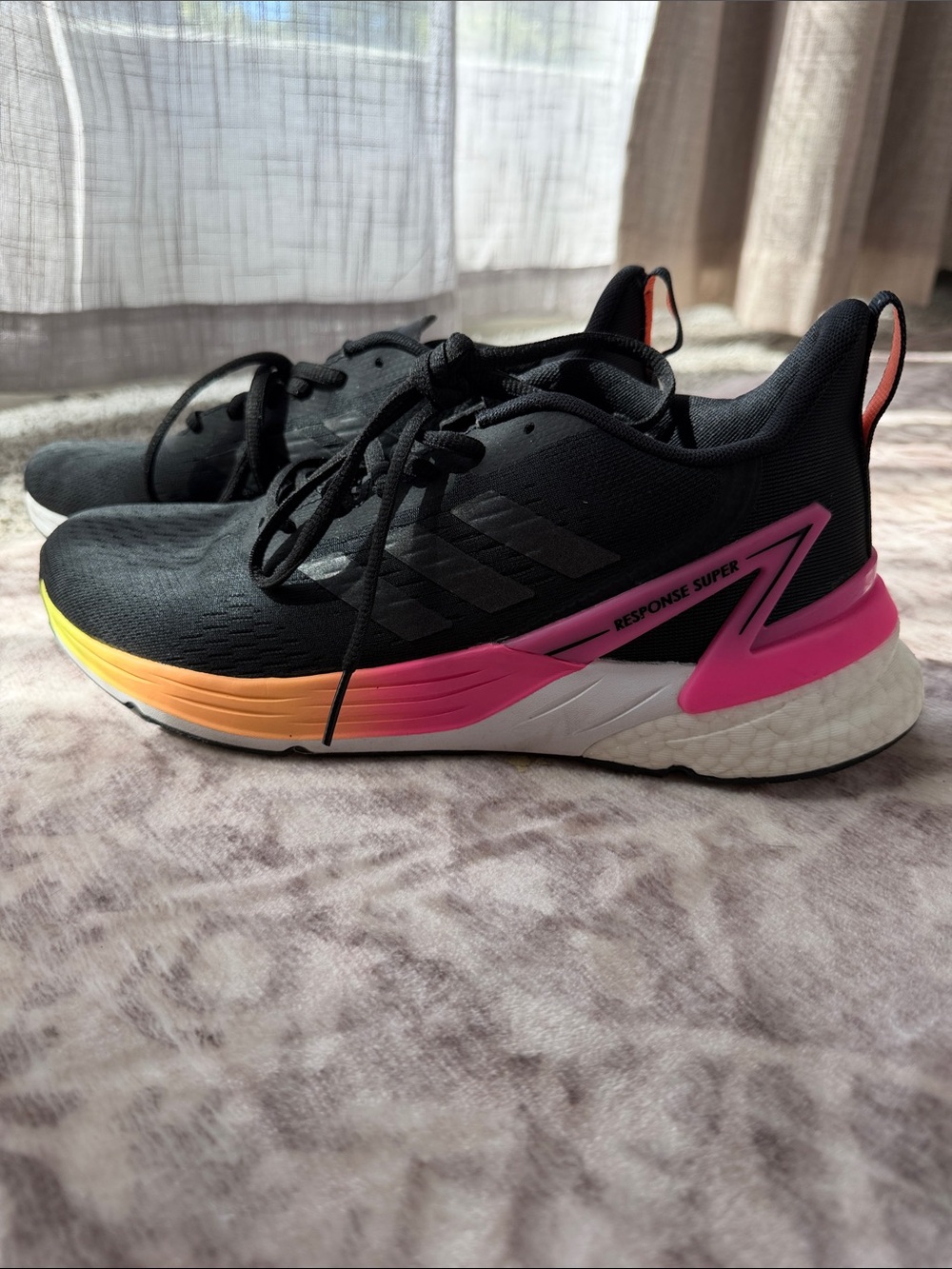 adidas Black Running Sneakers with Pink and Orange Gradient Accents